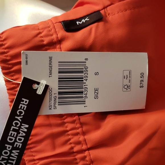 Michael Kors NWT Men's Orange Swim Trunks with White MK Logo - Picture 5 of 5